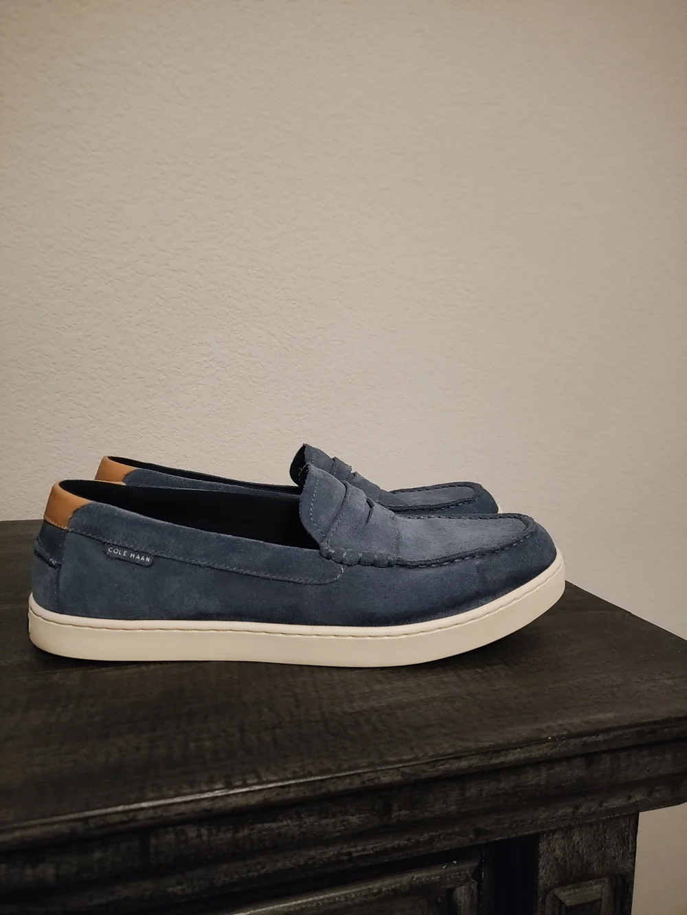 Cole Haan Men’s Blue Suede Penny Loafers